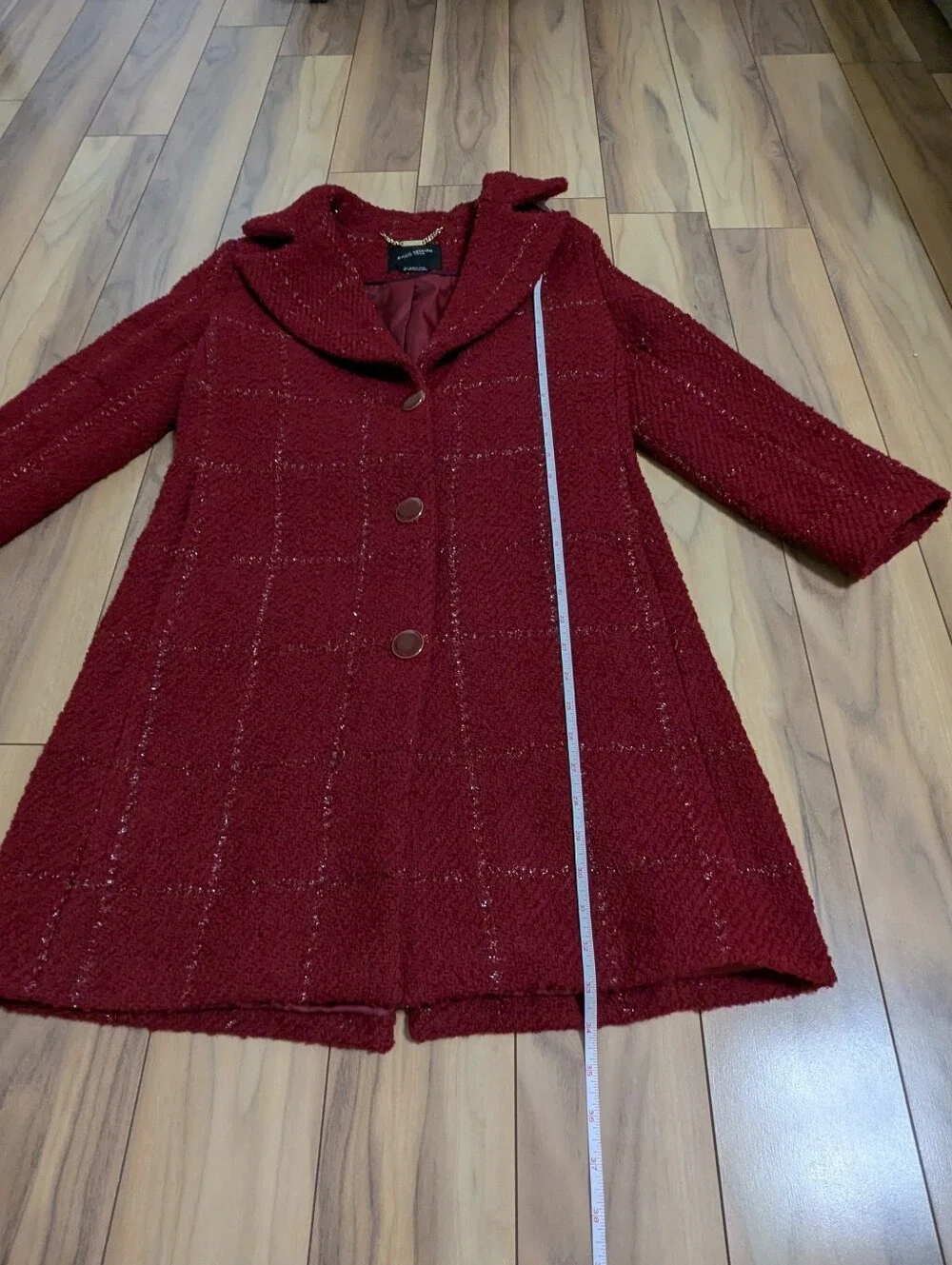 EUC! Kate Spade New York Wool Pea Coat In Dark Red Size XS - Picture 6 of 16